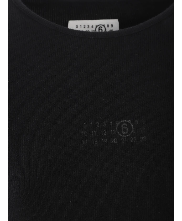 Футболка из смесовой шерсти Mm6 Maison Margiela, черный — фото 3