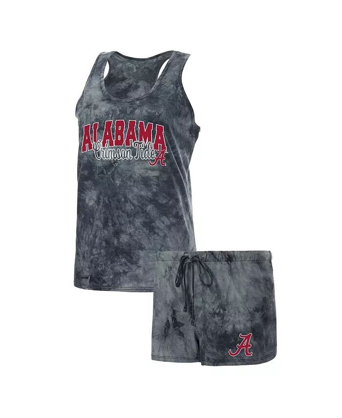 

Женский темно-серый комплект для сна с майкой и шортами Alabama Crimson Tide Billboard Tie Dye Concepts Sport