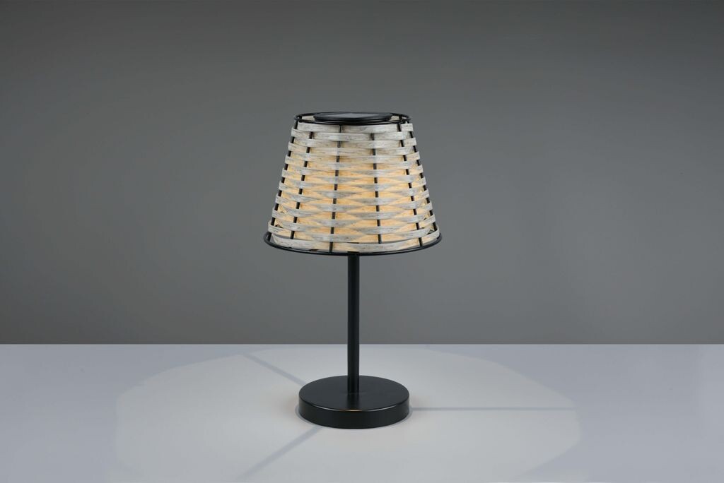 

Светодиодная настольная лампа ROCA Solar черная с абажуром из ротанга Reality Leuchten