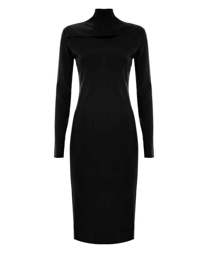 

Элегантное вязаное платье с высоким воротником Kocca, черный