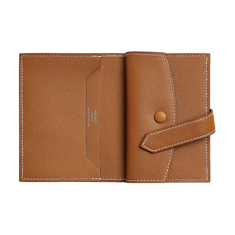 HERMES Кошелек Bearn Madame Mini из телячьей кожи для женщин, 37, Gold Brown — фото 2