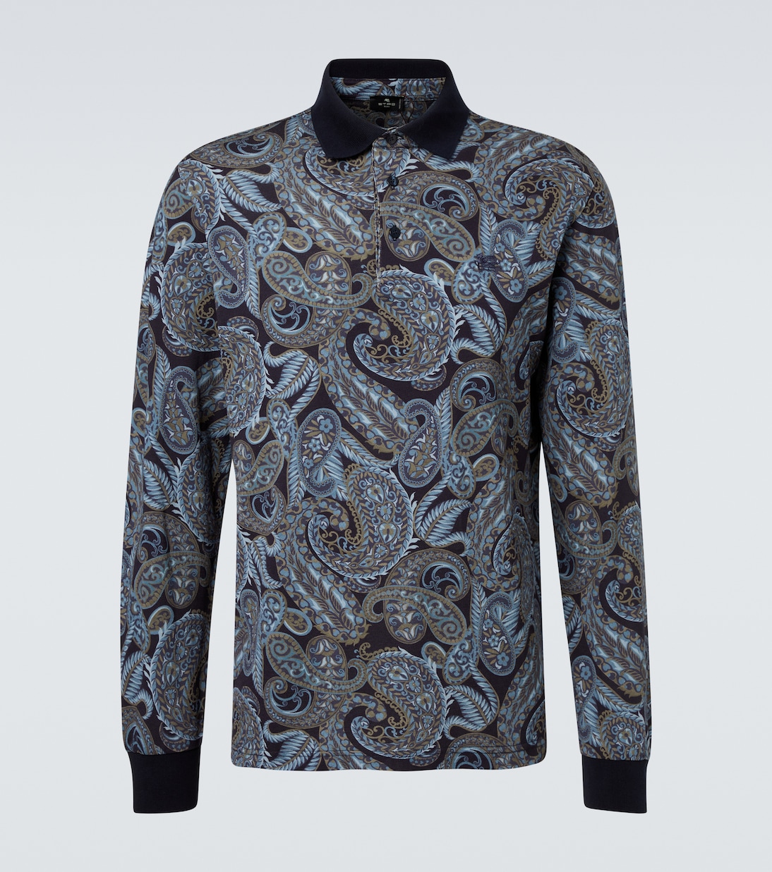 

Хлопковый свитер-поло с узором пейсли Etro, Print On Blue Base