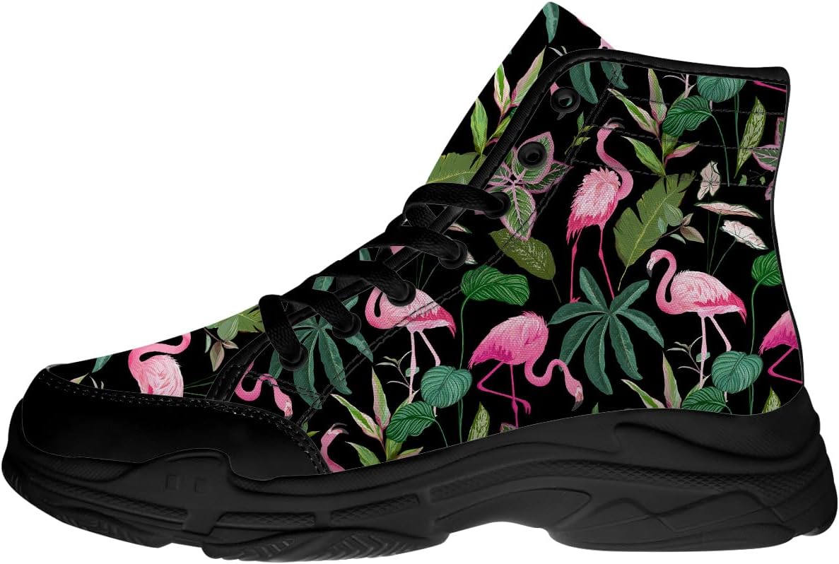 

Женские высокие кеды Flamingo, тканевые платформы с тропическим принтом и шнуровкой, подарок для нее и для него Generic, зеленый