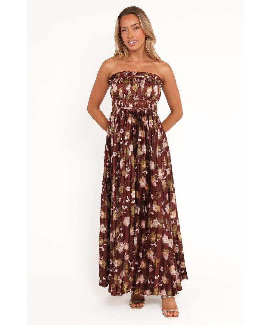 

Женское длинное платье без бретелей Angelique - коричневое с цветочным принтом Petal and Pup, Brown