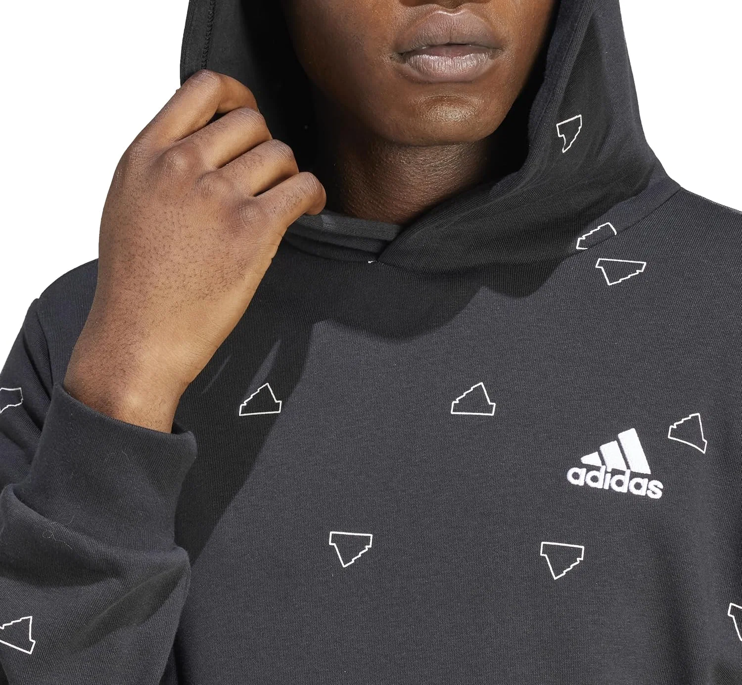 Худи мужское adidas Seasonal Essentials Monogram Graphic Hoodie, Black/White — фото 4