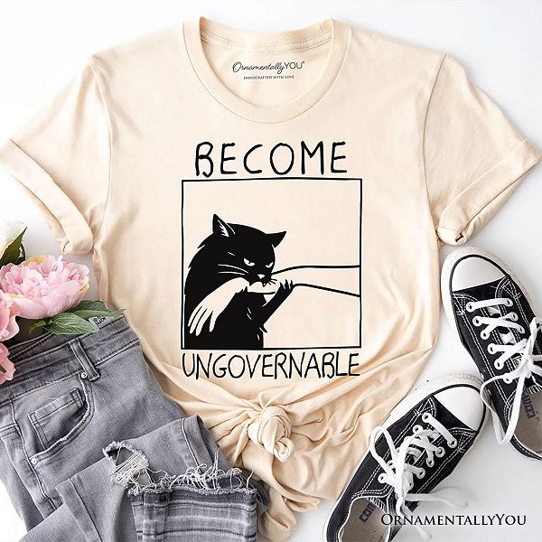 

Футболка с принтом "Become ungovernable black cat" Ornamentallyyou, Natural, Черный, Футболка с принтом "Become ungovernable black cat" Ornamentallyyou, Natural