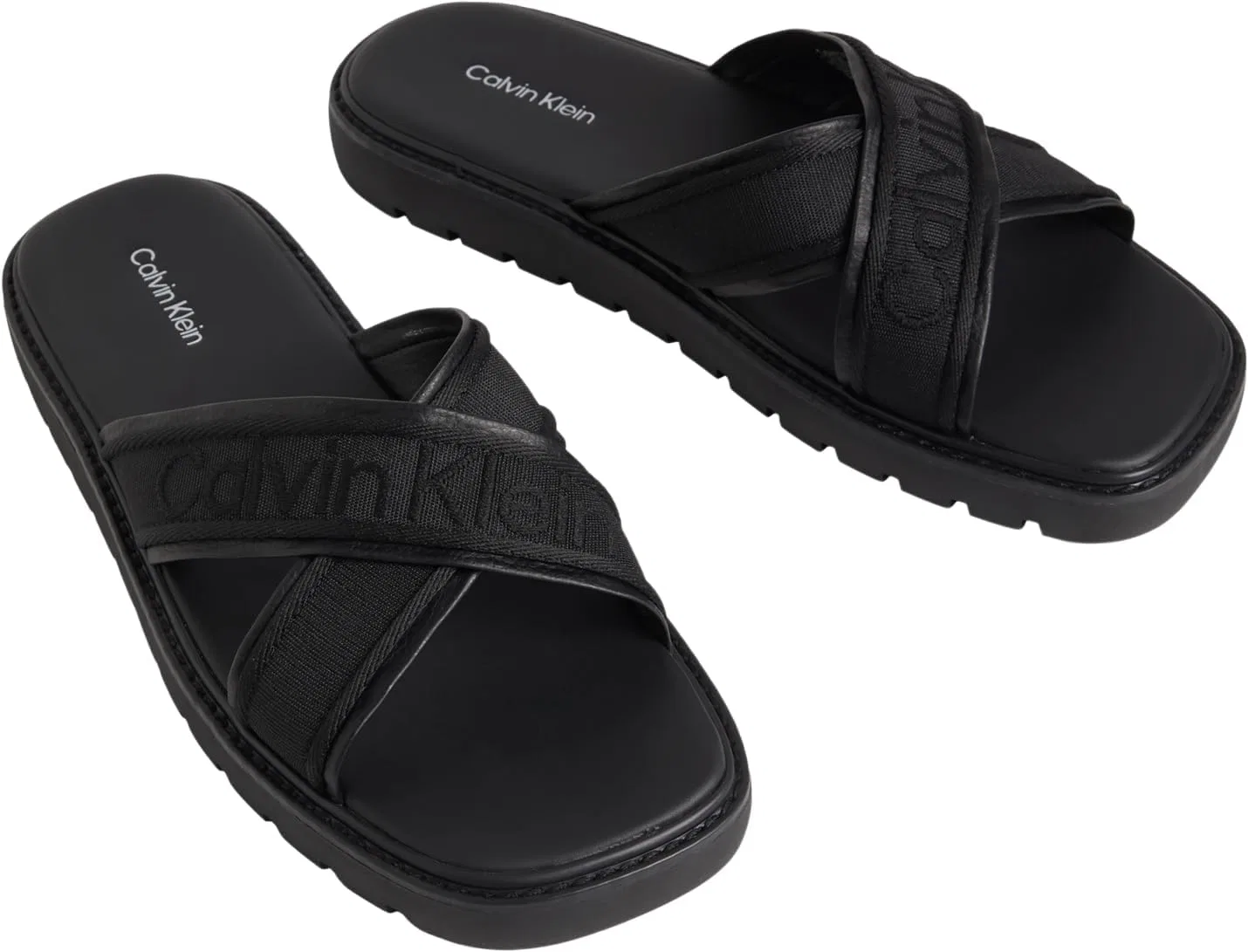 Мужские сандалии Calvin Klein Sq Molded Xcross Wb Hm0hm02101 на плоской подошве, Black Triple Black — фото 3