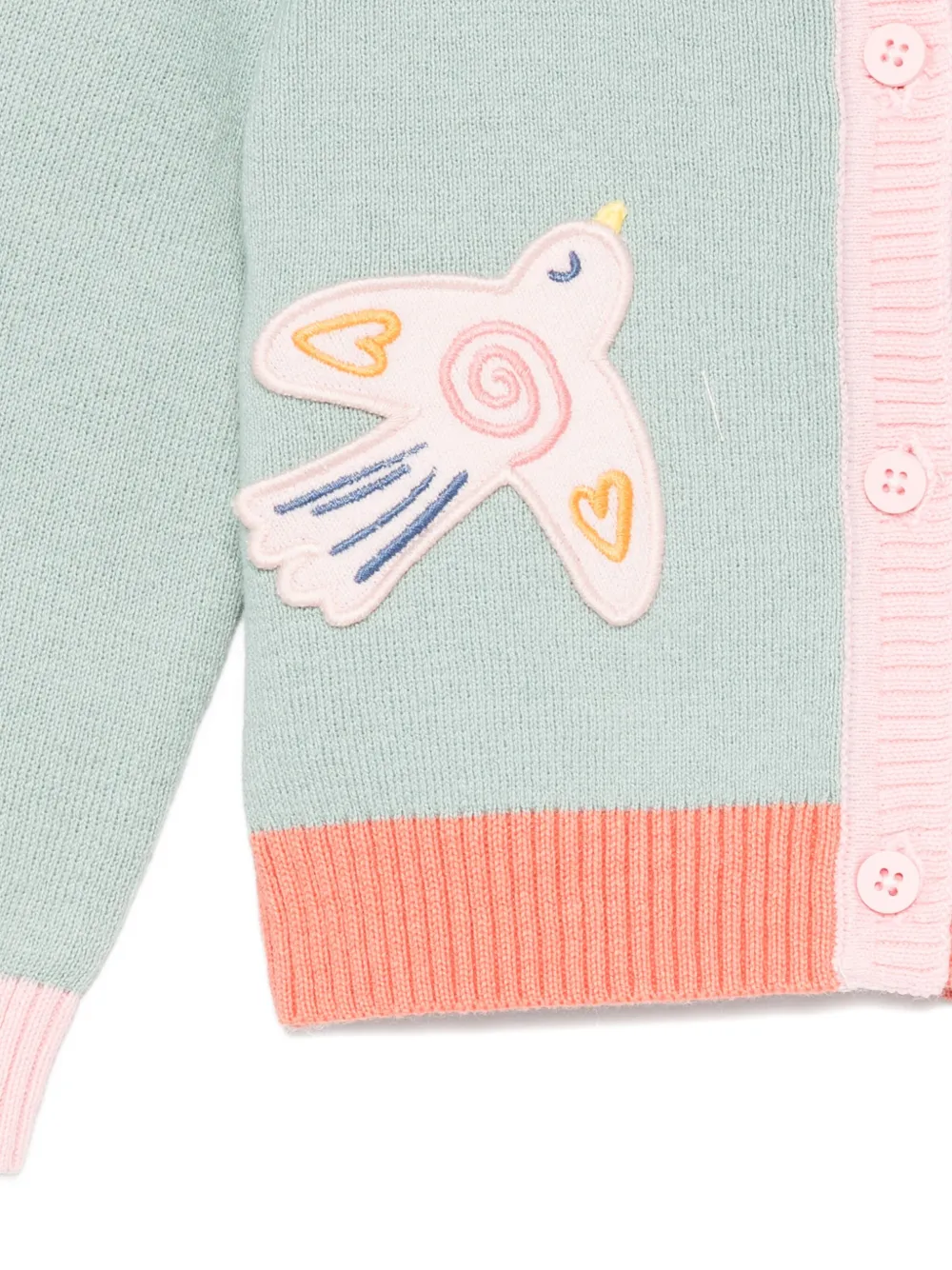 Кардиган с нашивками птиц Stella McCartney Kids, зеленый — фото 3