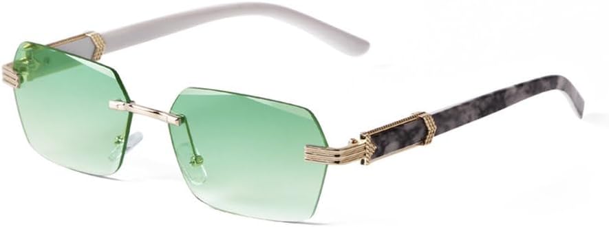 

Солнцезащитные очки без оправы для женщин, модные винтажные солнцезащитные очки унисекс, для уличной стрельбы, Wild Tide Ocean Film, C8 Gold double Green, один размер MTZJH