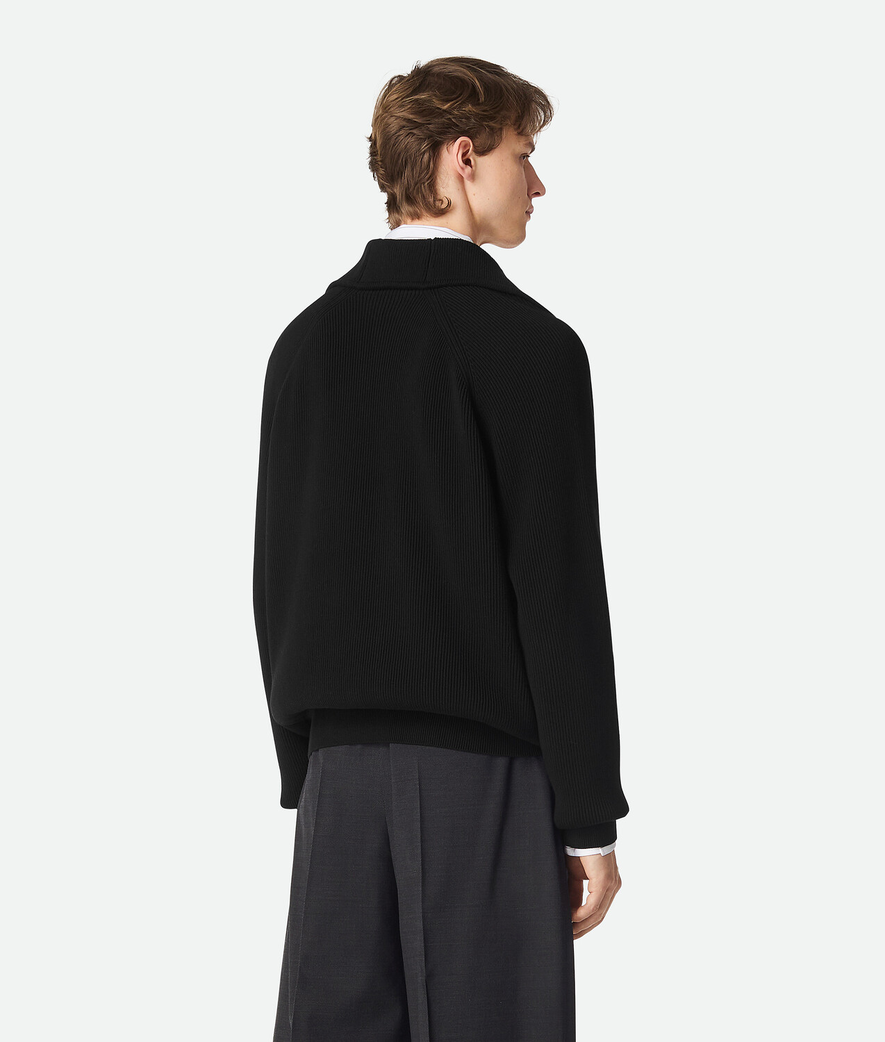 Cotton english rib cardigan BOTTEGA VENETA, черный — фото 3