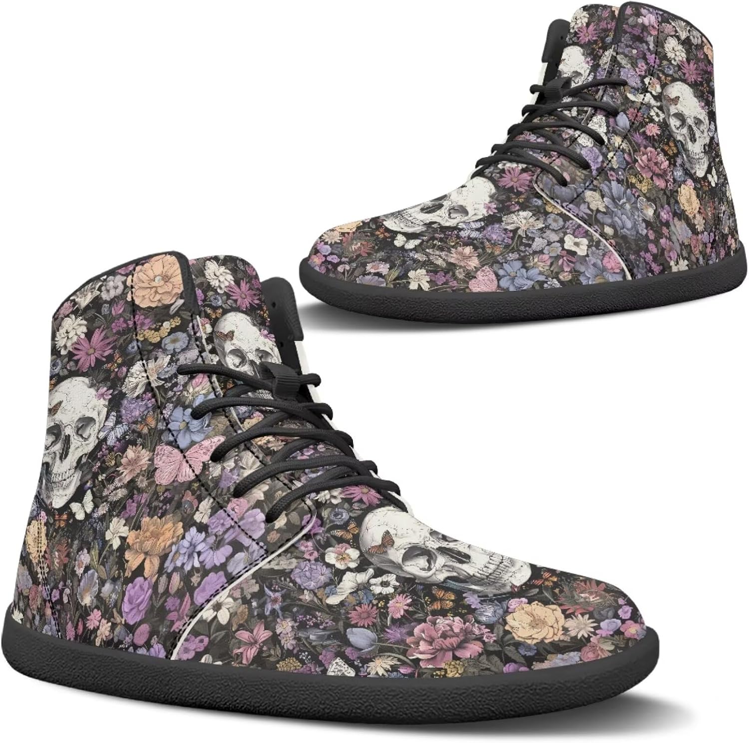 

Женская и мужская обувь Binienty: высокие кеды с широкой носовой частью, минималистичная обувь для бега, спортивные походные ботинки, водонепроницаемая обувь для активного отдыха, Vintage Flowers Skeleton