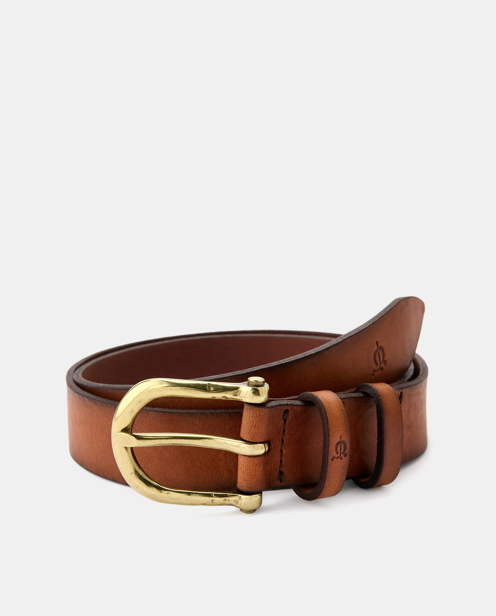 

Плоский кожаный ремень с двойной пряжкой El Caballo, коричневый