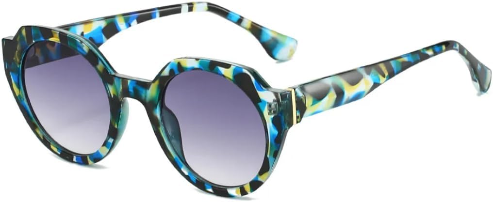 

Винтажные круглые солнцезащитные очки конфетных цветов для женщин и мужчин, модные женские солнцезащитные очки класса люкс с защитой от УФ-излучения UV400 UUPTTPL, Blue Leopard Gray