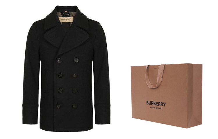 Пальто Burberry синий черный, мужское — фото 4