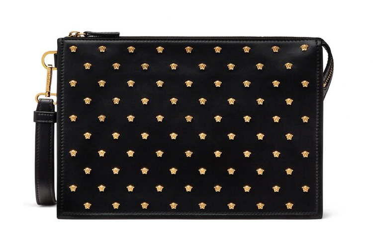 

VERSACE Кожаный клатч для мужчин, черный