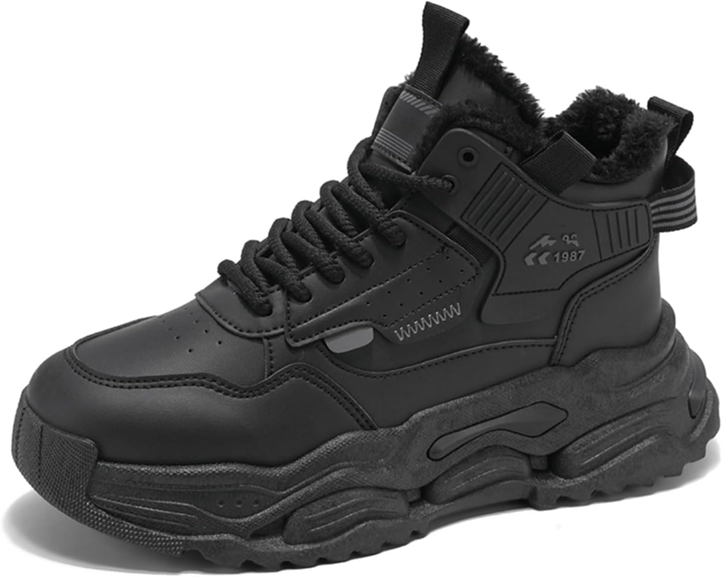 

Мужские высокие модные кроссовки Ботинки для пеших прогулок Повседневные спортивные прогулочные туфли Объемные кроссовки Spwagym, черный