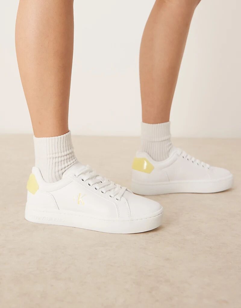 Классические кроссовки Calvin Klein Jeans Cupsole белого и желтого цветов