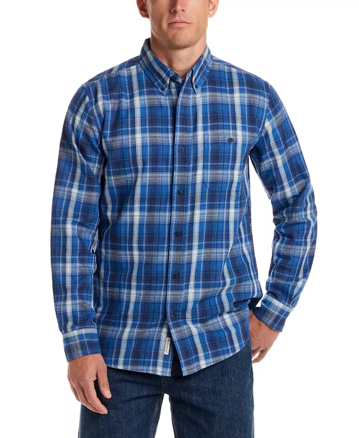 

Мужская фланелевая рубашка с длинным рукавом и застежкой на пуговицы в клетку Burnout Weatherproof Vintage, синий