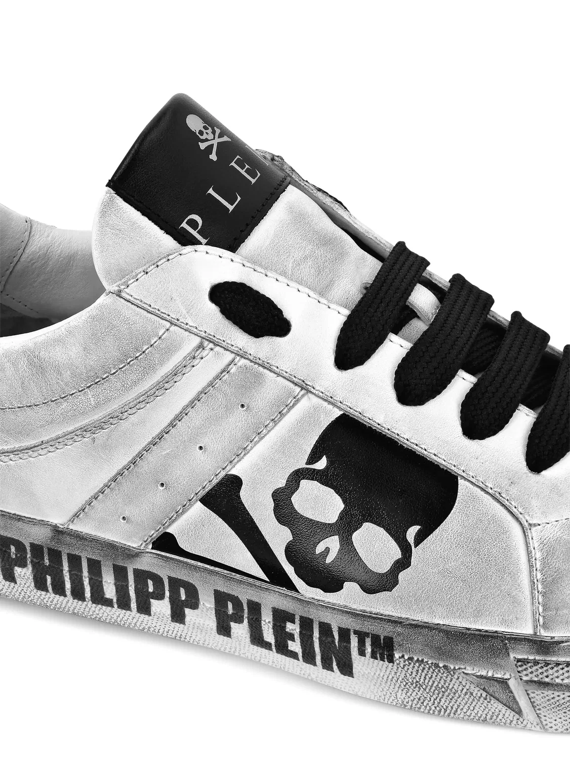 Кроссовки Skull & Bones с эффектом металлик Philipp Plein, серебристый — фото 4