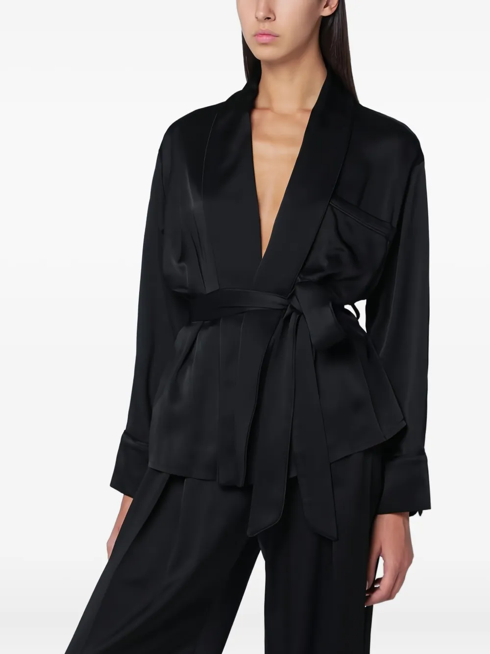 

Атласная пижамная блуза Victoria Beckham, черный