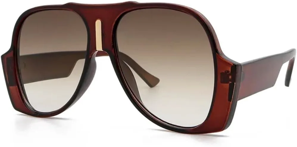 

Уникальные квадратные солнцезащитные очки для мужчин и женщин в винтажном стиле, роскошные, с защитой от УФ-излучения 400, увеличенного размера AHSGDVC, Brown