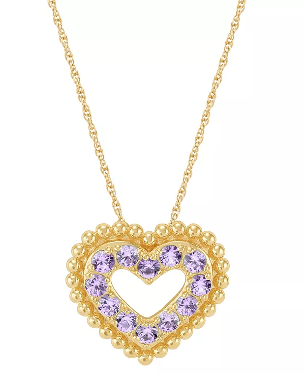 

Ожерелье с подвеской в форме сердца из аметиста (3/4 карата) из 14-каратного золота на стерлинговом серебре, длина 16 дюймов + удлинитель 2 дюйма (также доступно с гранатом) Macy'S, amethyst