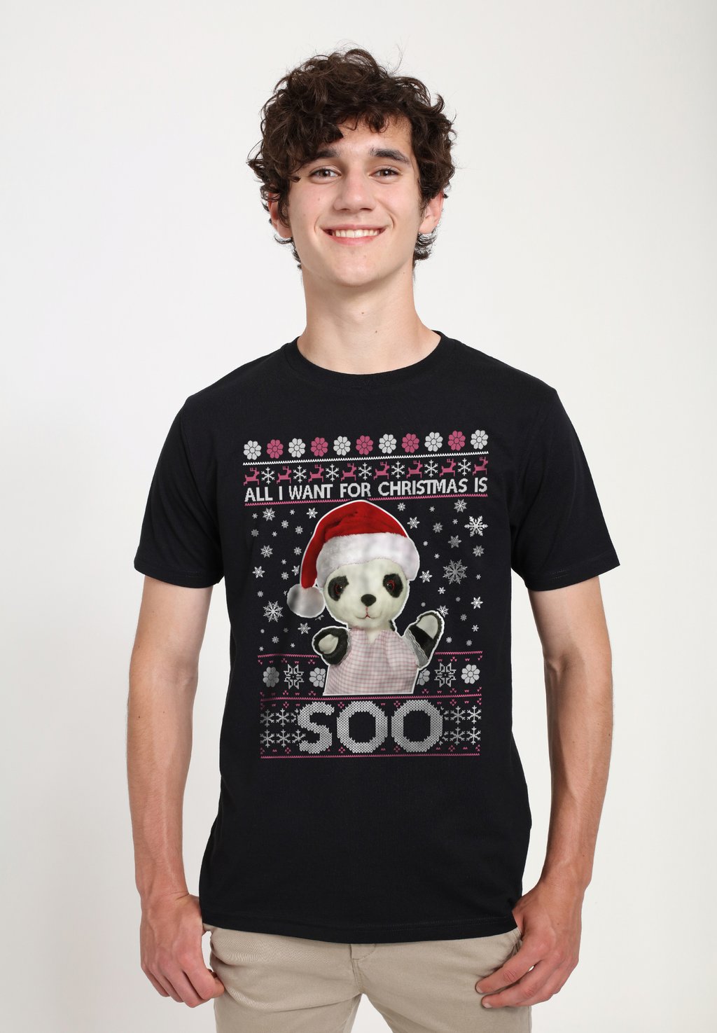 

Футболка с принтом SOOTY CHRISTMAS FESTIVE HAT ALL I WANT FOR CHRISTMAS IS SOO Henry Tiger, черный