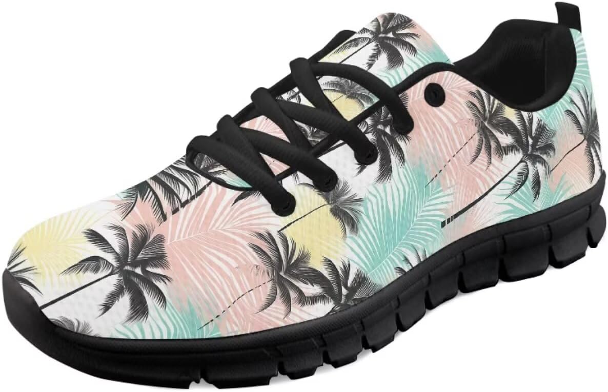 

GETELINSENG Женские и мужские кроссовки для бега, модные теннисные, для тренировок в зале, для фитнеса, удобные кроссовки для тенниса и ходьбы, легкие, Rainbow Palm Tree