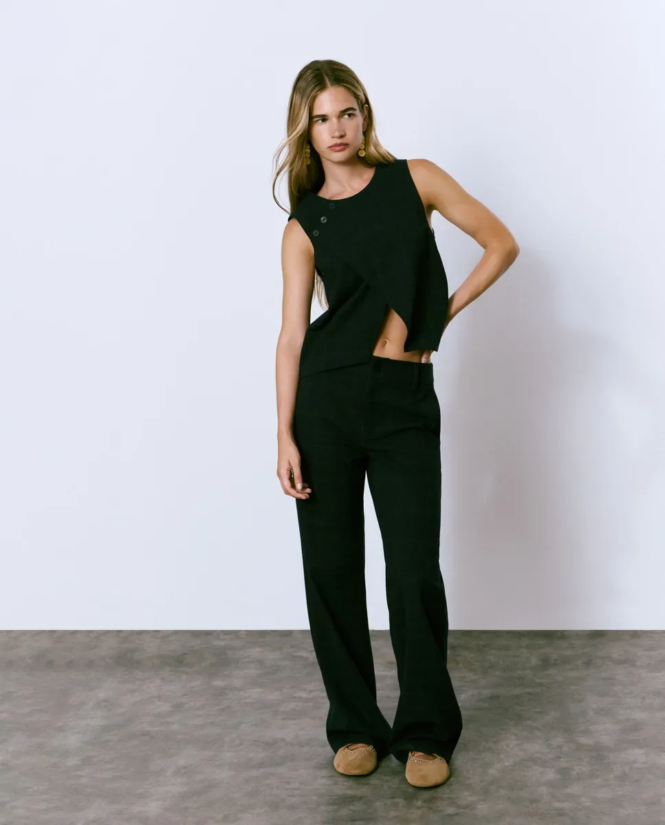 

Женские прямые брюки в клетку Brownie, черный