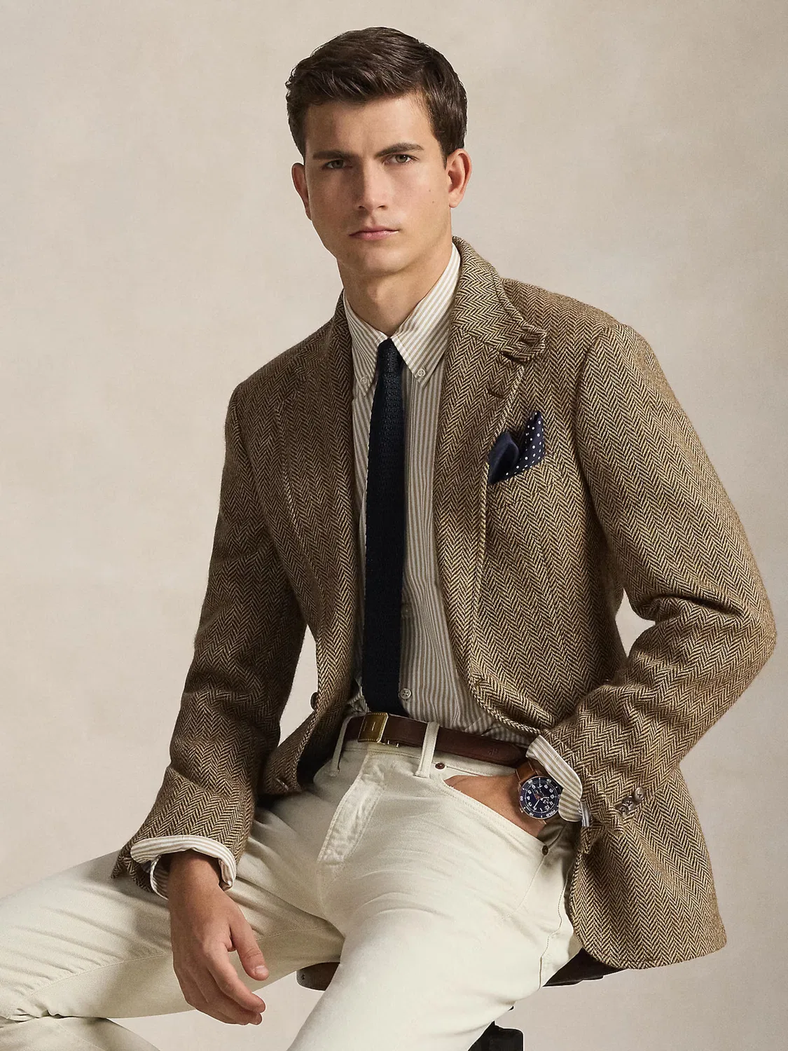 Деловая рубашка приталенного кроя Polo Ralph Lauren, Beige — фото 4