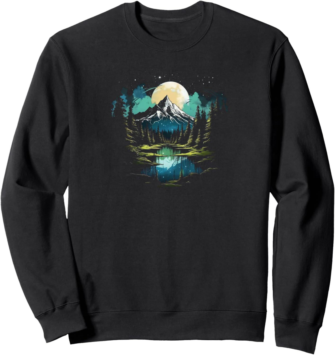 

Толстовка с изображением безмятежного горного пейзажа Mountain Landscape Apparel, черный