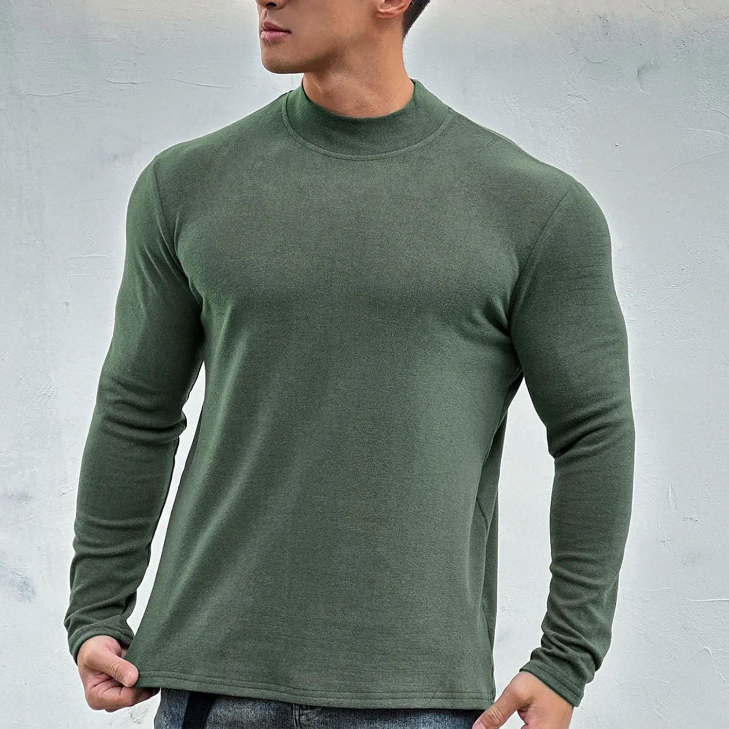 Мужская футболка с длинным рукавом, быстросохнущая, Army Green — фото 3