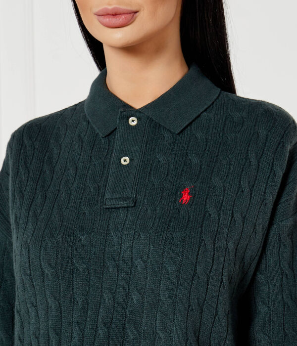 Свитер женский Polo Ralph Lauren шерстяной вязаный, зеленый — фото 4