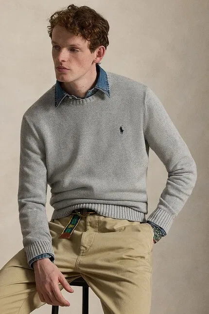 Свитер с круглым вырезом модель 710810846004 Polo Ralph Lauren, серый