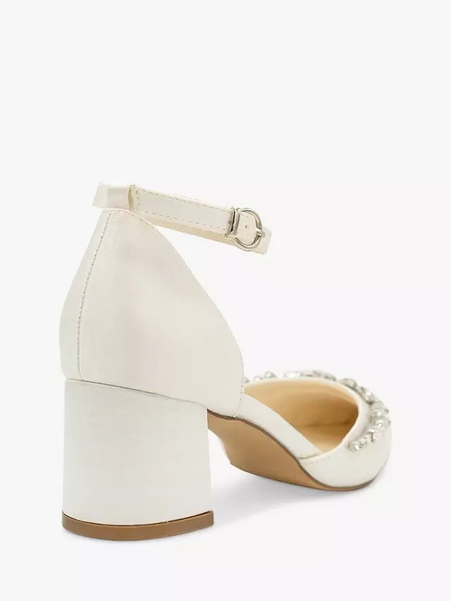Туфли-лодочки Paradox London Cinta Dyeable Embellished Satin Mid Block Heel, слоновая кость — фото 4