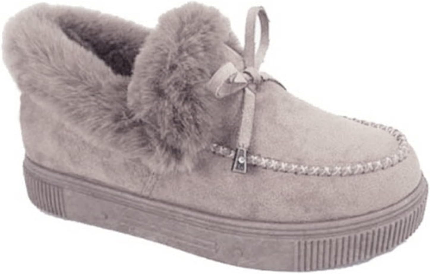 

Женские зимние ботинки с плоской подошвой, круглым носком, толстой подошвой, с меховой подкладкой, ботильоны до щиколотки, теплые, прочные, ортопедические с поддержкой свода стопы, на платформе, повседневная модная обувь Generic, серый