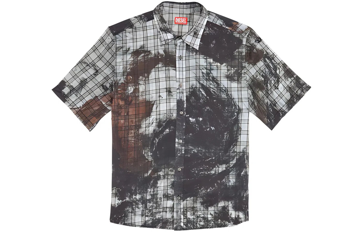 Рубашка мужская Black/Gray, острый воротник, умеренная посадка DIESEL