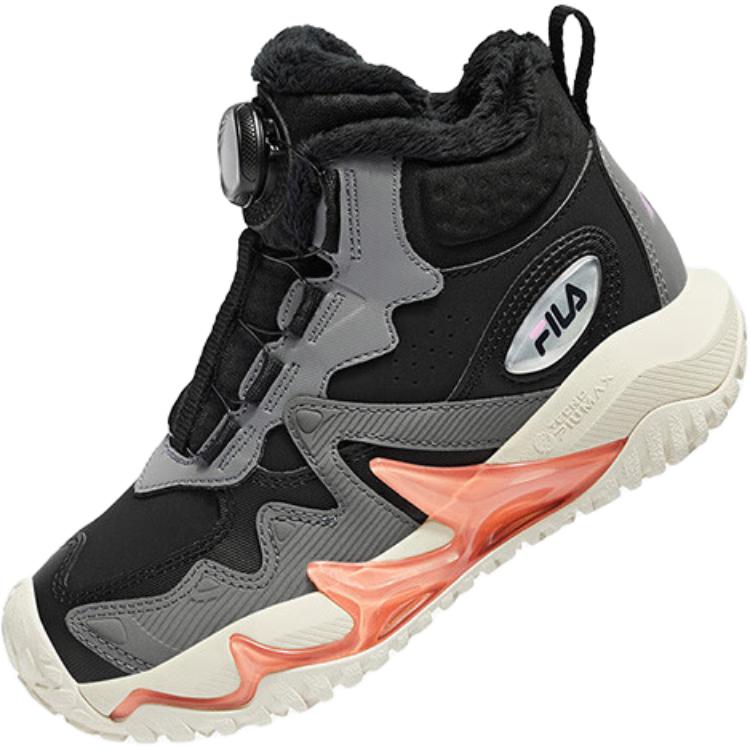 FILA KIDS BOA Теплые противоскользящие высокие детские кроссовки для активного отдыха, черно-серые, для подростков — фото 3