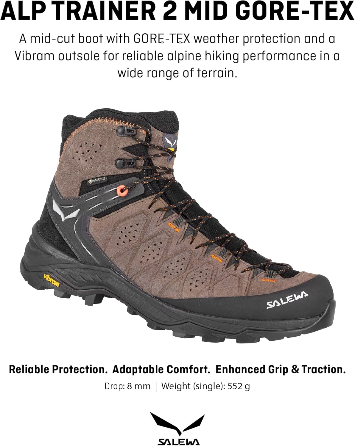 Мужские походные ботинки Salewa Alp Trainer 2 Mid Gore-Tex водонепроницаемые GTX, оранжевый — фото 2