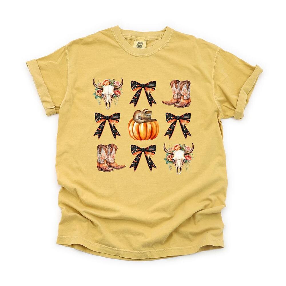 

Футболки Coquette Western Halloween Chart, окрашенные в одежде Simply Sage Market, цвет Mustard