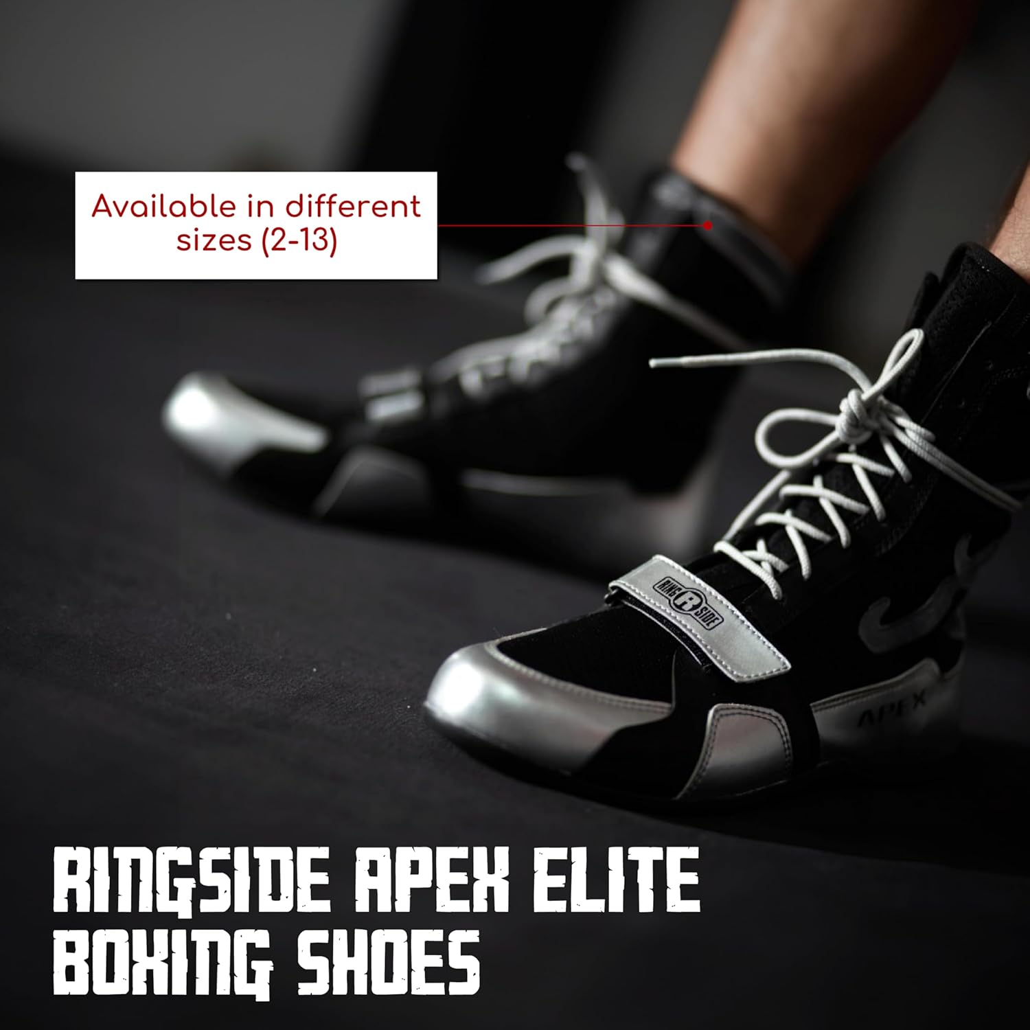 Боксерские кроссовки Ringside Apex Elite - высокие ботинки из синтетической кожи для мужчин и женщин, для бокса, борьбы, тренировок, занятий спортом, соревнований (размеры 2-13), черный/красный — фото 2