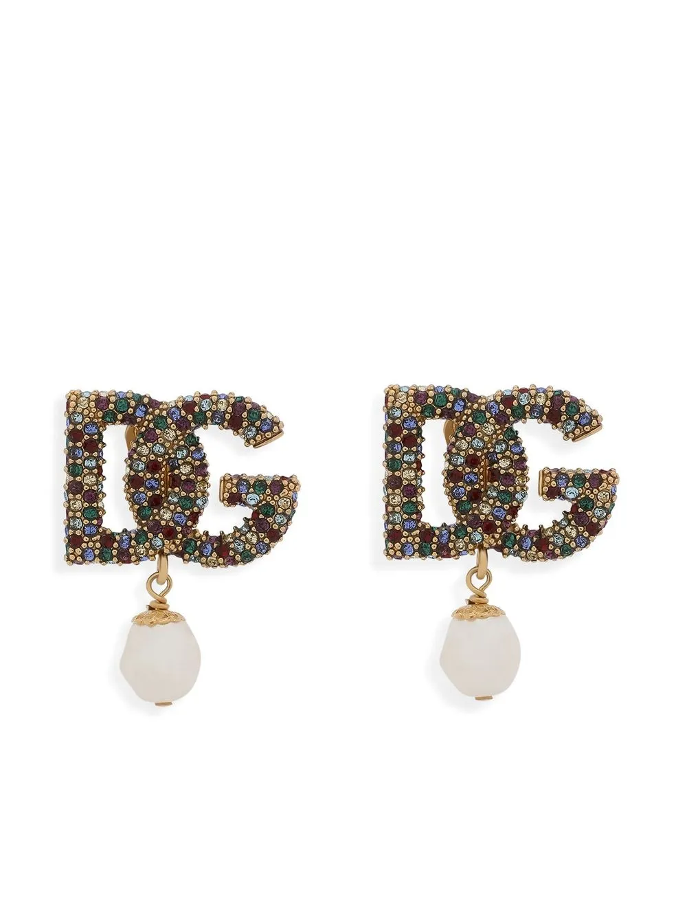 

Серьги со стразами и логотипом DG DOLCE & GABBANA, золотой