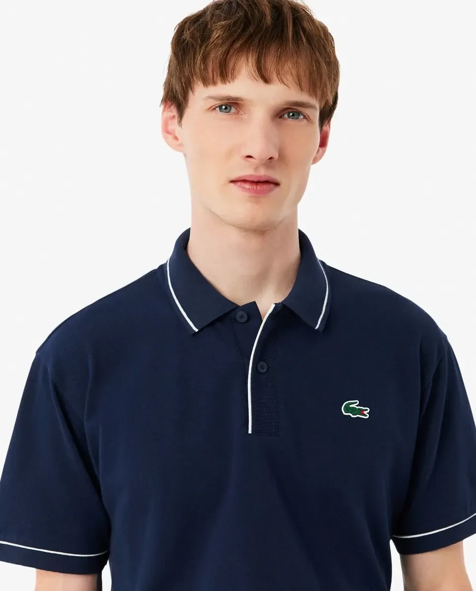 Мужская гольф-поло из минпикуэ с терморегуляцией Lacoste, темно-синий — фото 3