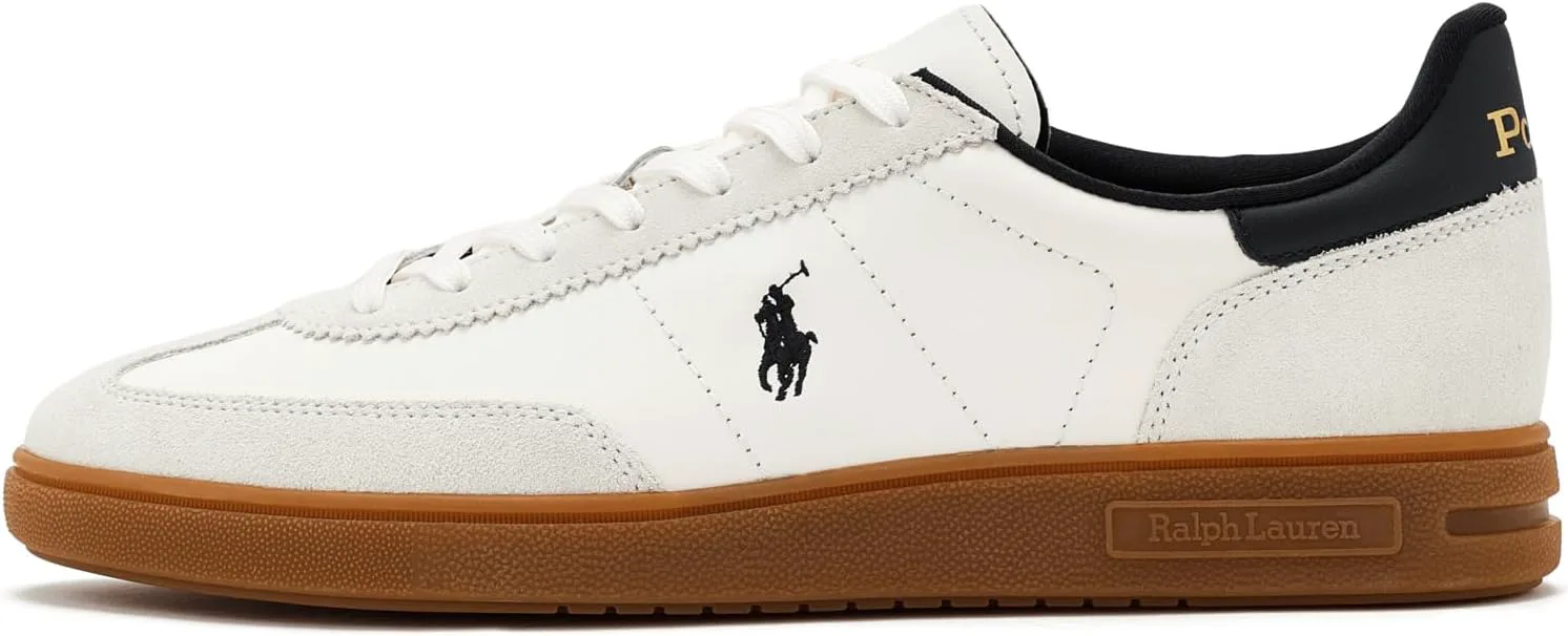 Мужские кроссовки Polo Ralph Lauren Bedford из кожи и замши, белый/черный — фото 4