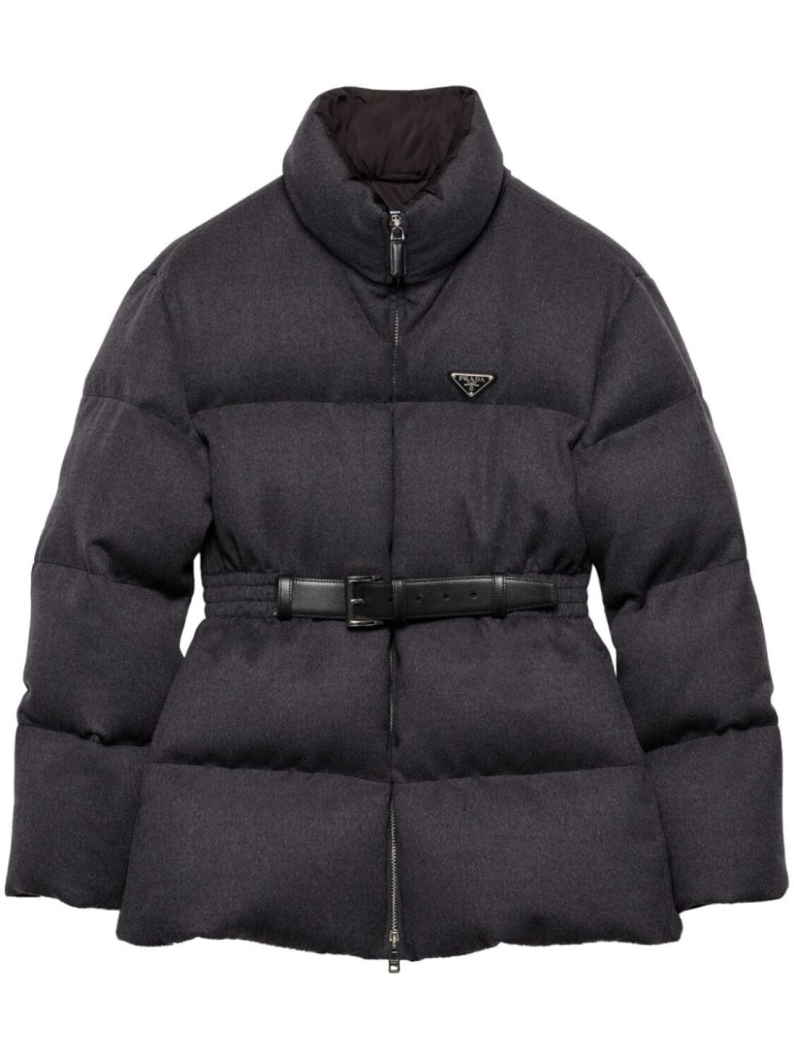 

Prada пуховик с логотипом, серый
