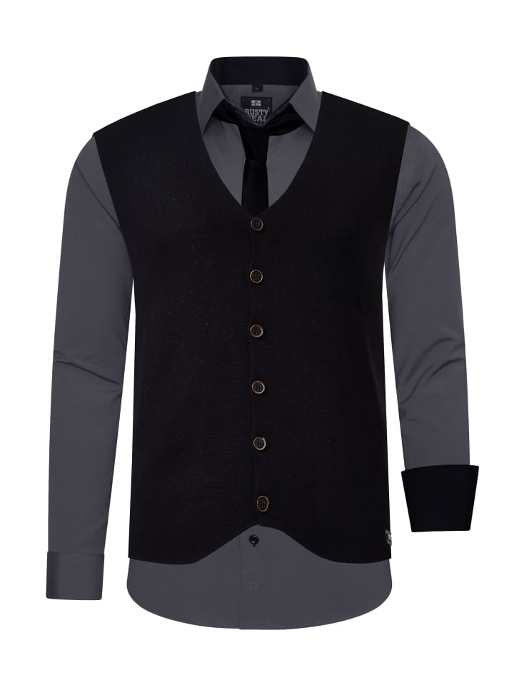 

Рубашка с жилетом и галстуком, комплект из 3 предметов, антрацитовый Rusty Neal