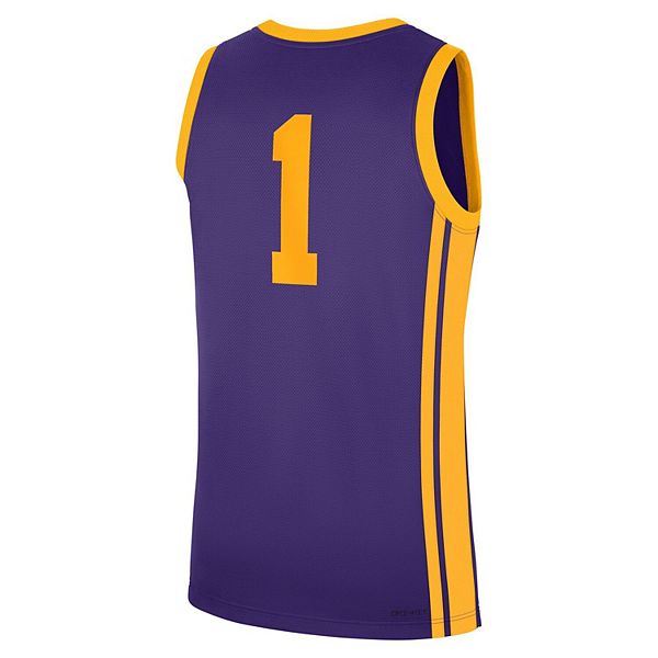 Мужская реплика футболки LSU Tigers #1 в фиолетовом цвете Nike — фото 4