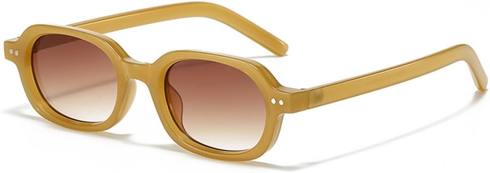 

Солнцезащитные очки UV400 с защитой от УФ-излучения - маленькие овальные заклепки, градиентный дизайн в стиле панк, для женщин и мужчин, для бега и активного отдыха UYPTK, Jelly Tea Tea