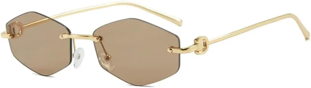 

Роскошные безрамочные солнцезащитные очки в форме бриллианта для женщин, персонализированные, модные, для мужчин, защита от УФ-излучения UV400 TVTBBVV, Golden Coffee