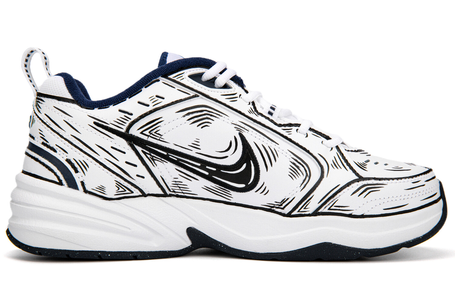 

Кроссовки Nike Air Monarch 4 Chunky Sneakers Unisex Low-Top White Black Blue